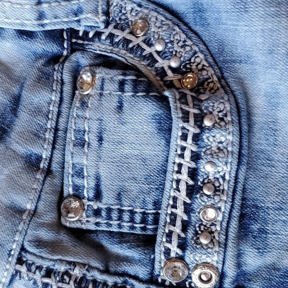 Revolution  by Revolt distressed 5 pckt jewel studded denim shorts Girls… - Picture 3 of 10